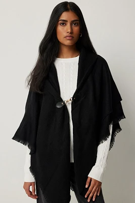 Ardene Shawl with Clasp in Black | Polyester