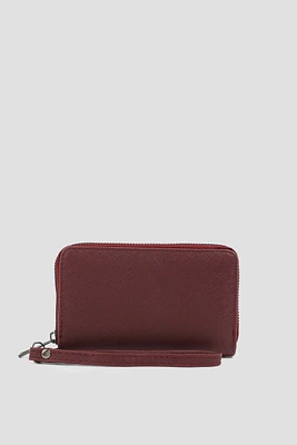 Ardene Small Accordion Wallet in Burgundy | Faux Leather/Polyester