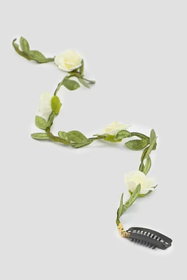 Ardene Hanging Flower Hair Clip in White