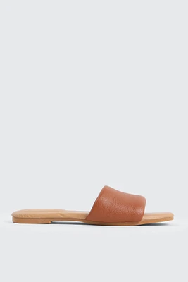 Ardene Puffy Strap Sandals in Cognac | Size | Faux Leather | Eco-Conscious