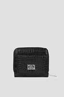 Ardene Small Turn Lock Wallet in Black | Faux Leather/Polyester