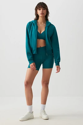 Ardene MADESOFT Fleece Zip Up Hoodie in Aquamarine Green | Size | Polyester/Cotton