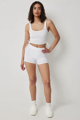 Ardene Basic Mini Biker Shorts in White | Size | Polyester/Elastane | Eco-Conscious