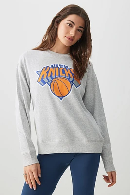 Ardene Knicks Graphic Sweatshirt in Light Grey | Size | Polyester/Cotton | Fleece-Lined