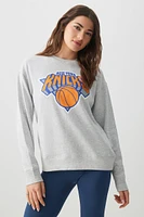 Ardene Knicks Graphic Sweatshirt in Light Grey | Size | Polyester/Cotton | Fleece-Lined