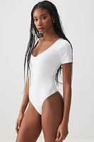 Ardene Contour V-Neck Short Sleeve Bodysuit in | Size | Elastane/Polyamide