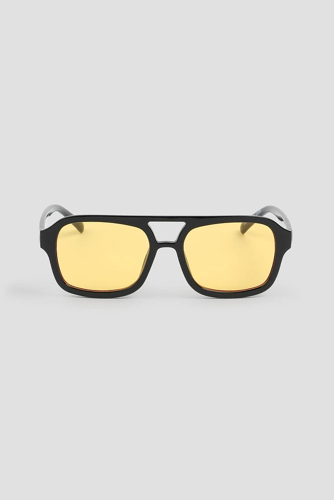 Ardene Yellow Lense Aviator Sunglasses