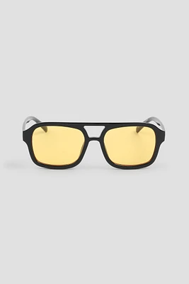 Ardene Yellow Lense Aviator Sunglasses