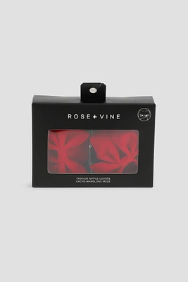 Ardene Velvet Bow Nipple Covers in Red | Polyester