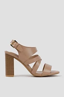 Ardene Strappy Block Heel Sandals in Beige | Size 10 | Faux Leather