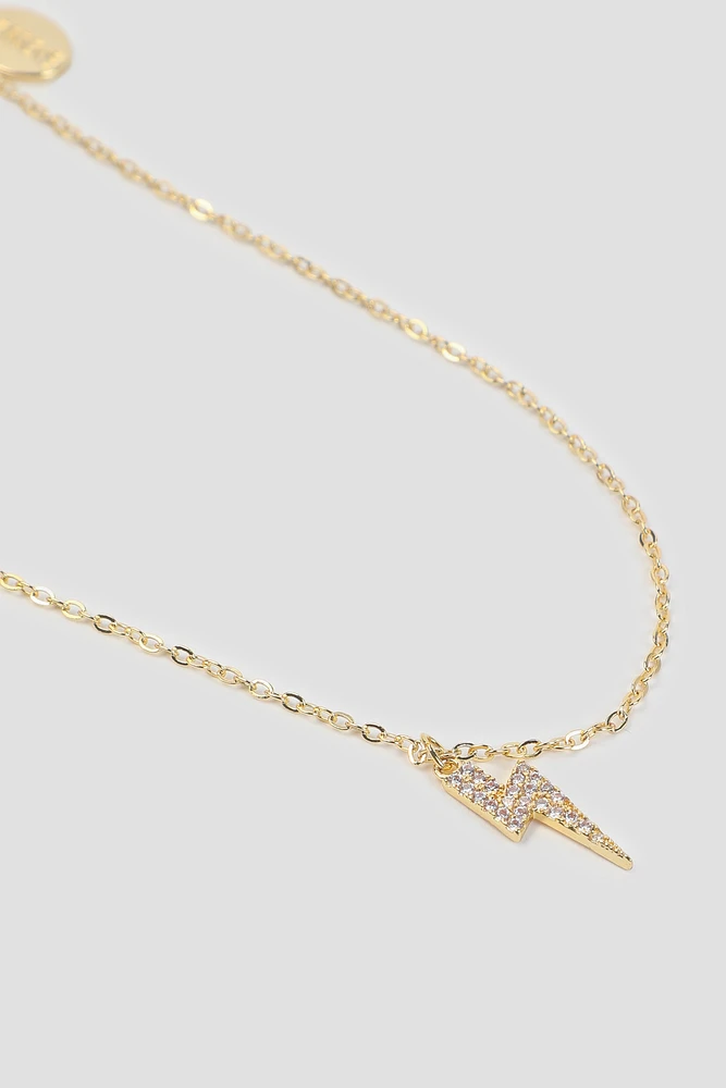 Ardene 14K Gold Plated Lightning Bolt Necklace