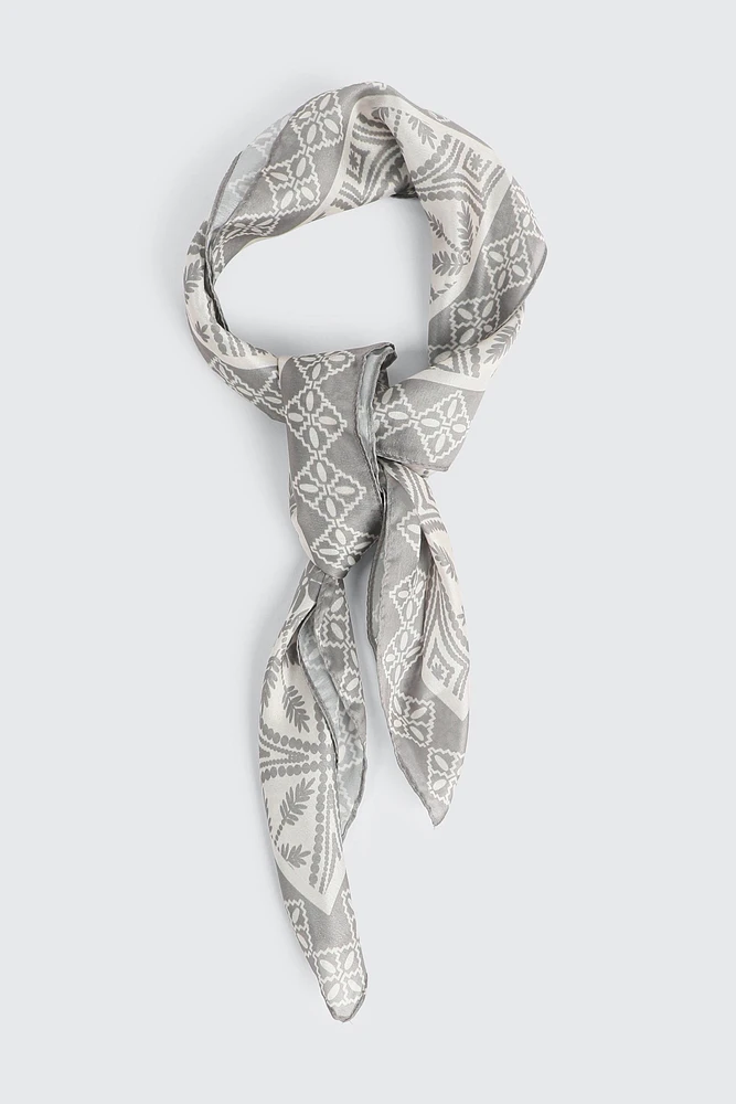 Ardene A.C.W. Square Satin Scarf in Grey | Polyester