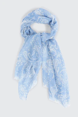 Ardene Paisley Scarf in Light Blue | Polyester