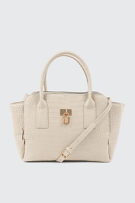 Ardene Croc Embossed Tote Bag in Beige | 100% Recycled Polyester | Eco-Conscious