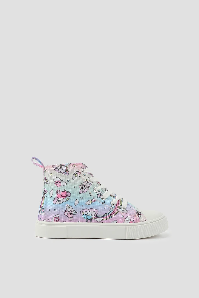 Ardene Kids Printed High Top Sneakers in Lilac | Size