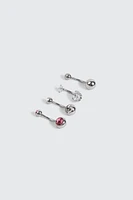 Ardene 4-Pack Stone Navel Piercings in Silver