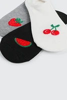 Ardene Kids 3-Pack Shoe Liners with Fruit Detail | Polyester/Spandex