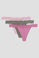 Ardene 3-Pack Microfiber Thongs | Size | Polyester/Spandex