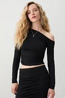 Ardene Asymmetrical Off Shoulder T-Shirt in | Size | Polyester/Spandex