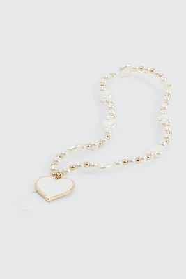 Ardene Pearl & Butterfly Phone Charm in White