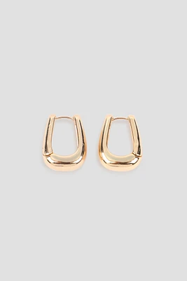 Ardene Gold Tone Rectangular Hoop Earrings | Stainless Steel