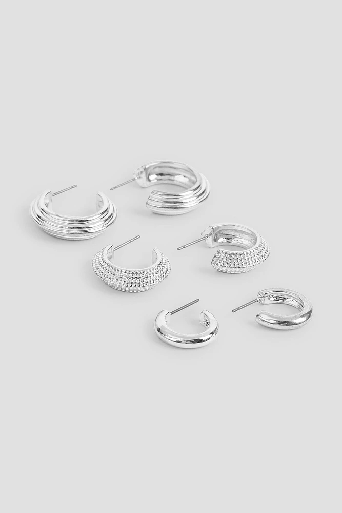 Ardene 3-Pack of Thick Hoops in Silver | Stainless Steel