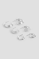 Ardene 3-Pack of Thick Hoops in Silver | Stainless Steel