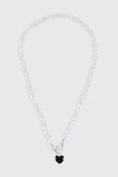 Ardene Pearl Heart Necklace in Black