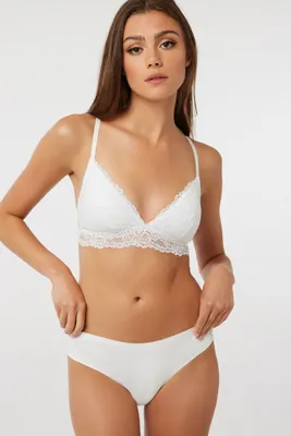 Ardene Lace Back Invisible Cheeky Panty in White | Size Large | Polyester/Nylon/Spandex