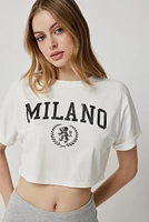 Ardene Destination Ultra Crop Boxy T-Shirt in White | Size | 100% Cotton