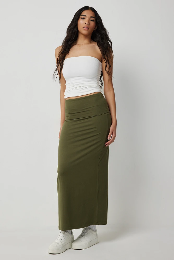 Ardene Two-Way Super Soft Maxi Skirt in Khaki | Size | Polyester/Spandex