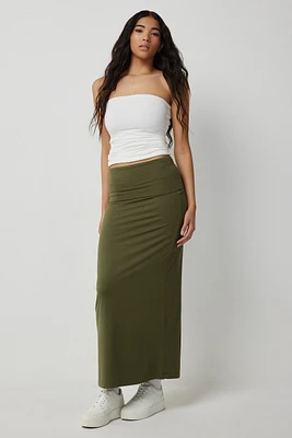 Ardene Two-Way Super Soft Maxi Skirt in Khaki | Size | Polyester/Spandex