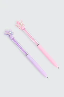 Ardene Kids 2-Pack Butterfly Pens in Lilac