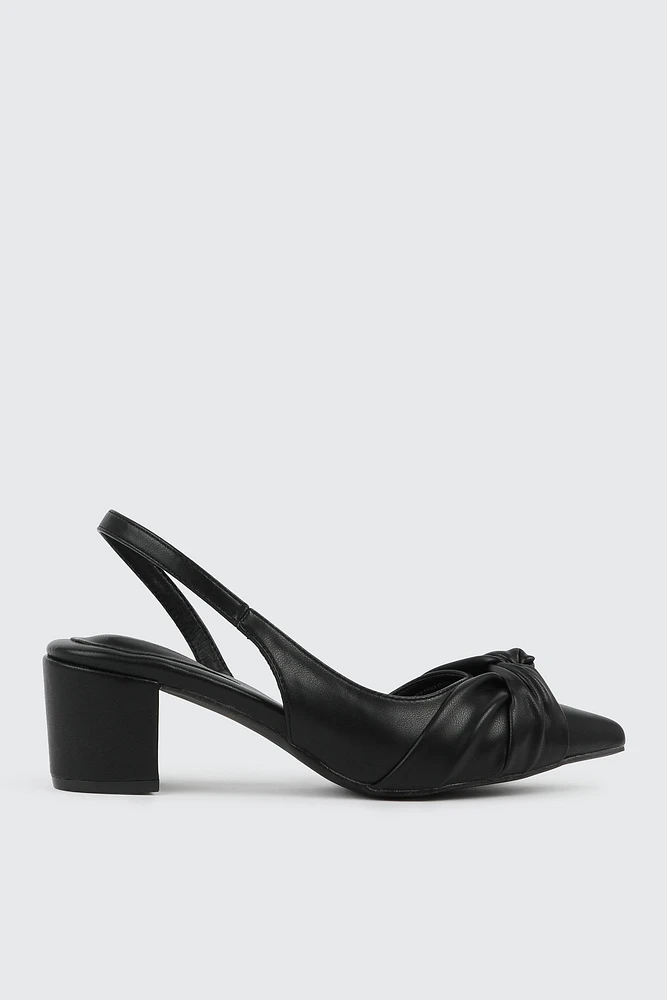 Ardene Slingback Heeled Shoes with Pleated Detail in | Size | Faux Leather | Eco-Conscious