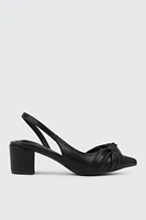 Ardene Slingback Heeled Shoes with Pleated Detail in | Size | Faux Leather | Eco-Conscious