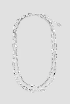 Ardene Two-Row Paper Clip Necklace in Silver