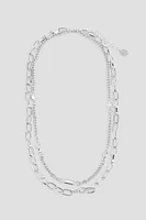 Ardene Two-Row Paper Clip Necklace in Silver