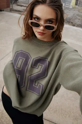 Ardene Long Oversized Sweater in Khaki | Size | Polyester/Nylon/Viscose