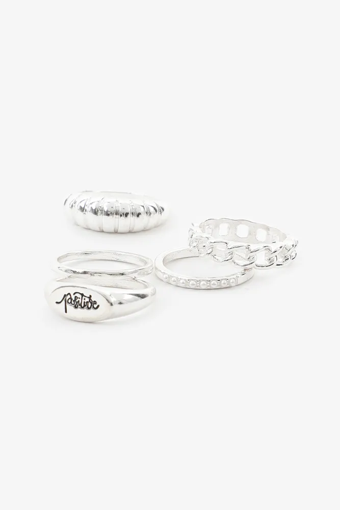 Ardene 5-Pack Assorted Silver Rings | Size