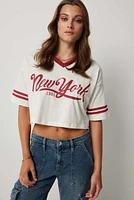 Ardene Crop New York T-Shirt in White | Size | 100% Cotton