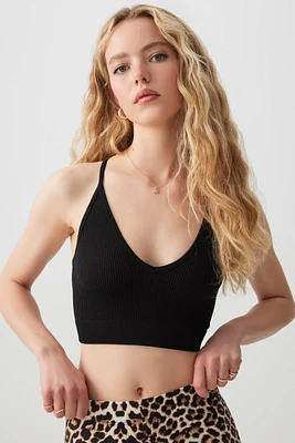 Ardene Basic Open Back Ultra Crop Tank Top in Black | Size | Nylon/Elastane