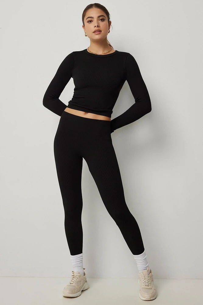 Ardene Seamless Ribbed Leggings in | Size | Polyester/Nylon/Elastane | Eco-Conscious