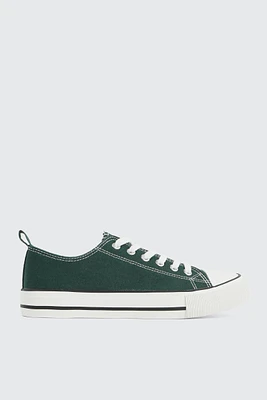 Ardene Low Top Sneakers with Toe Cap in Dark Green | Size | Rubber | Eco-Conscious