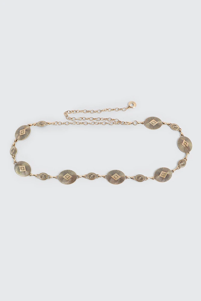 Ardene Medallion Chain Belt in Gold