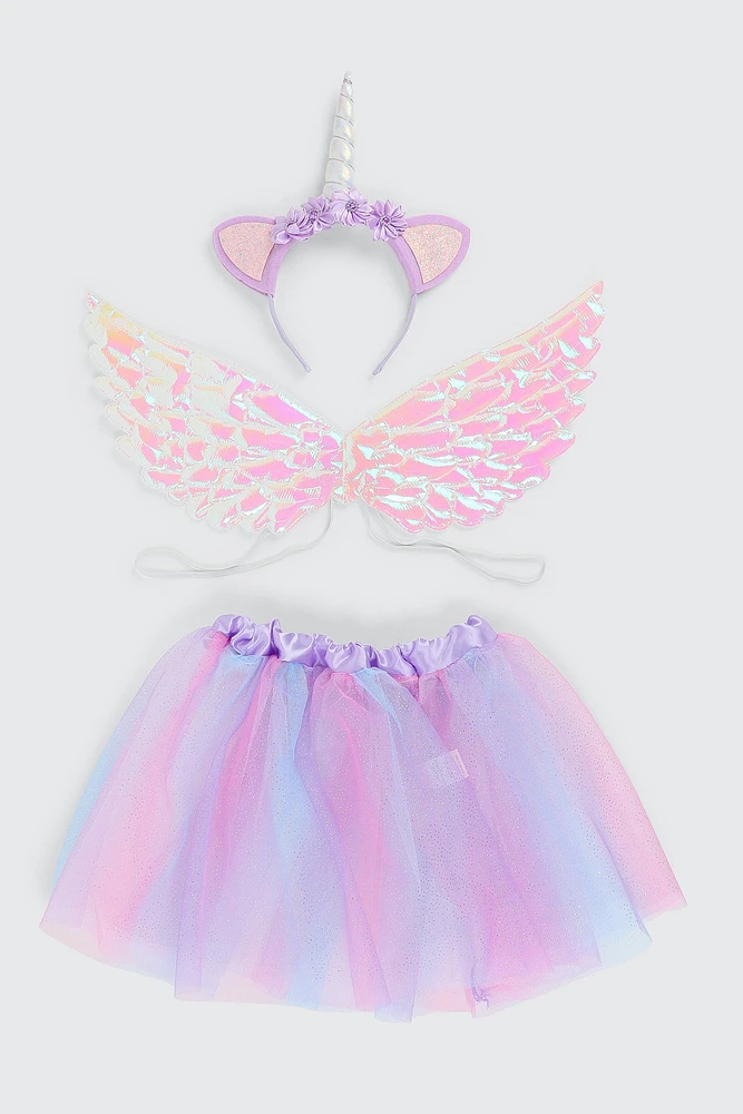 Ardene Kids 3-Piece Unicorn Costume Set in Medium Purple