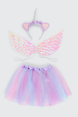 Ardene Kids 3-Piece Unicorn Costume Set in Medium Purple