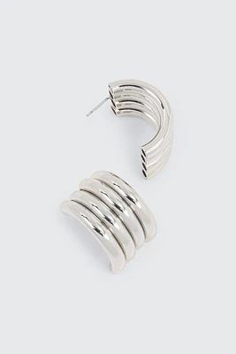 Ardene 4-Row Hoop Earrings in Silver | Stainless Steel