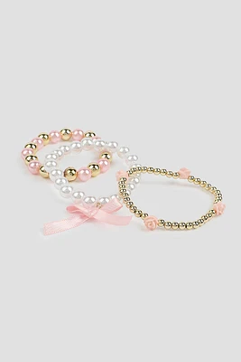 Ardene Kids 3-Pack Bow Bracelets in Gold