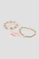 Ardene Kids 3-Pack Bow Bracelets in Gold