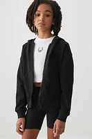 Ardene Kids French Terry Zip Up Hoodie in Black | Size | Polyester/Cotton | Eco-Conscious